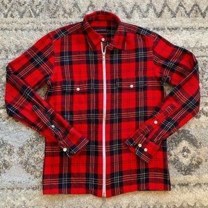 Raised By Wolves Red Full Zip Plaid Flannel Jacket Small